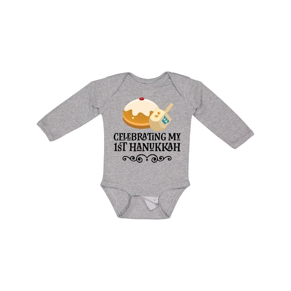 Inktastic 1st Hanukkah Childs Dreidel Boys or Girls Long Sleeve Baby Bodysuit