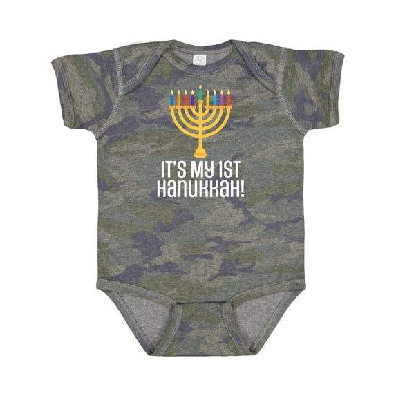 Inktastic 1st Hanukkah Menorah Childs Boys or Girls Baby Bodysuit