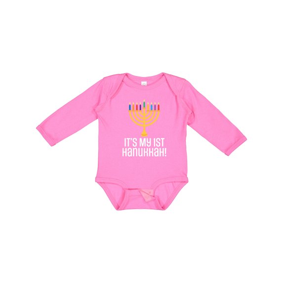 Inktastic 1st Hanukkah Menorah Childs Boys or Girls Long Sleeve Baby Bodysuit