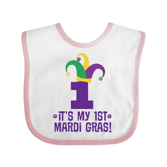 Inktastic 1st Mardi Gras Jester Hat Childs Party Boys or Girls Baby Bib