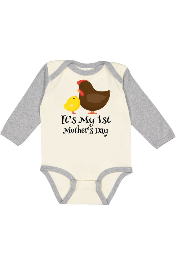 1st Mothers Day Boy Girl Boys or Girls Long Sleeve Baby Bodysuit
