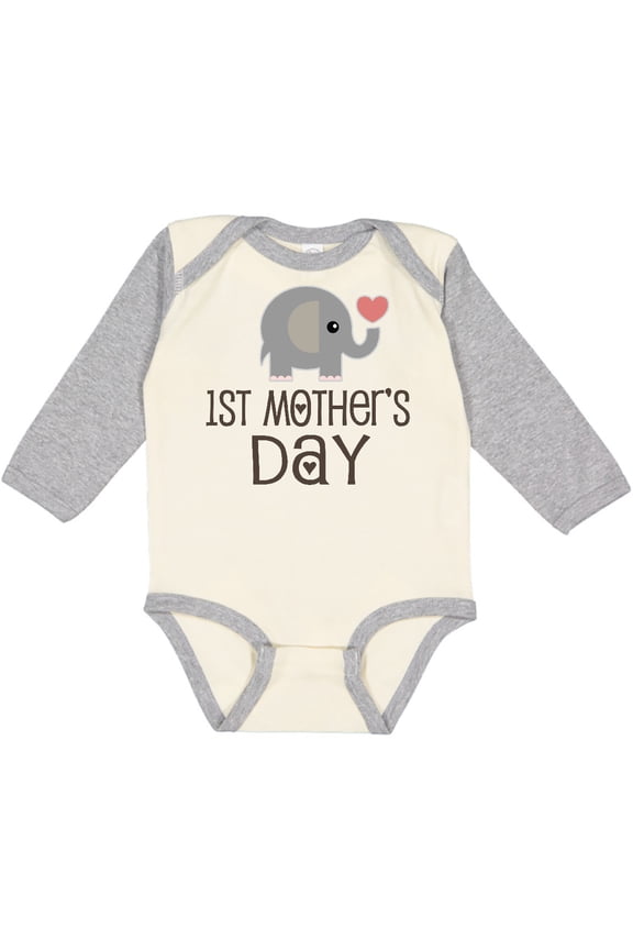 1st Mothers Day Boys or Girls Long Sleeve Baby Bodysuit