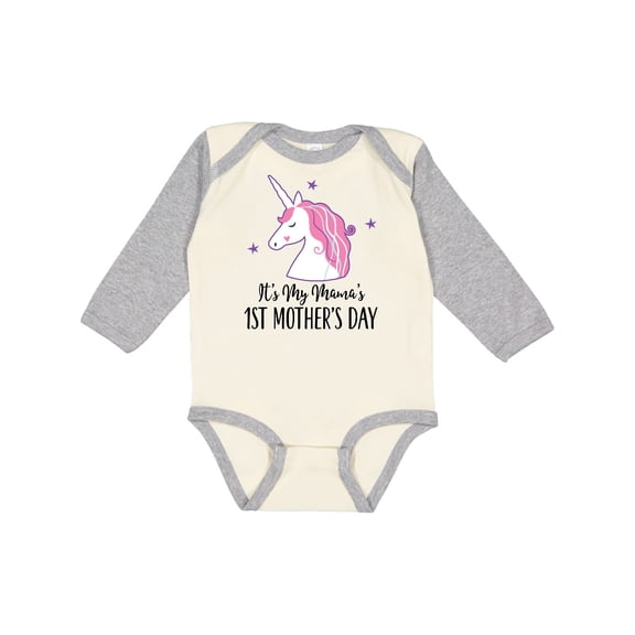Inktastic 1st Mothers Day Unicorn Baby Girl Girls Long Sleeve Baby Bodysuit