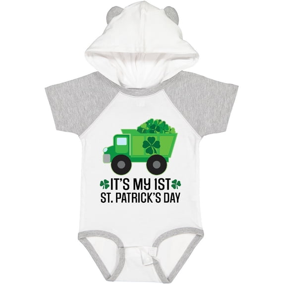 Inktastic 1st St Patricks Day Construction Truck Shamrocks Boys Baby Bodysuit