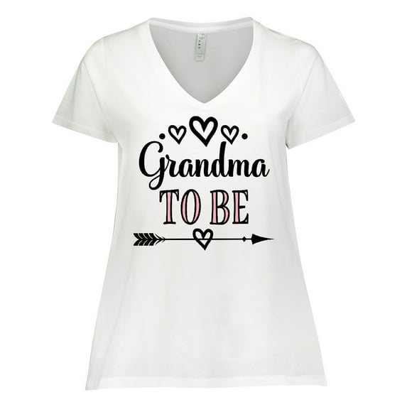 Inktastic 1st Time Grandma Announcement Women's Plus Size V-Neck T-Shirt