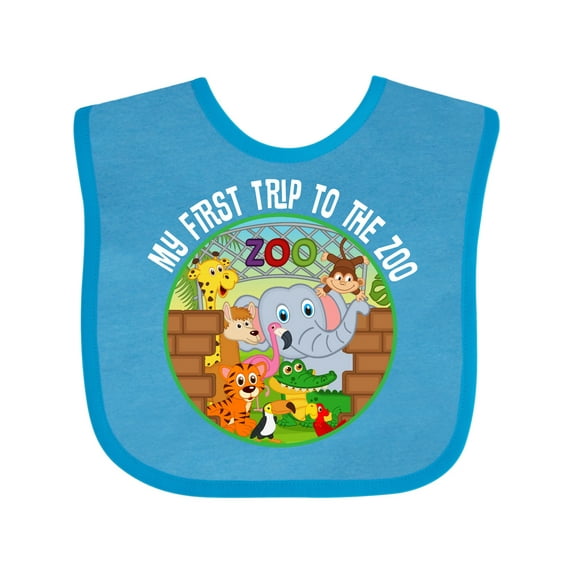 Inktastic 1st Trip to Zoo Animals Boys or Girls Baby Bib