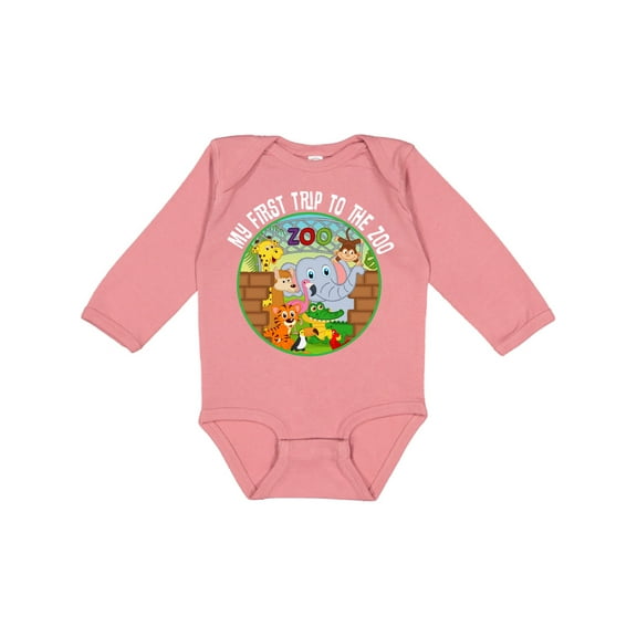 Inktastic 1st Trip to Zoo Animals Boys or Girls Long Sleeve Baby Bodysuit