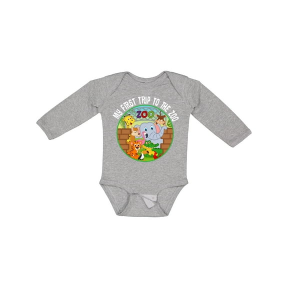 Inktastic 1st Trip to Zoo Animals Boys or Girls Long Sleeve Baby Bodysuit