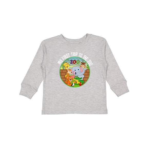 Inktastic 1st Trip to Zoo Animals Boys or Girls Long Sleeve Toddler T-Shirt