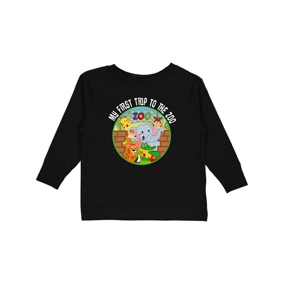 Inktastic 1st Trip to Zoo Animals Boys or Girls Long Sleeve Toddler T-Shirt