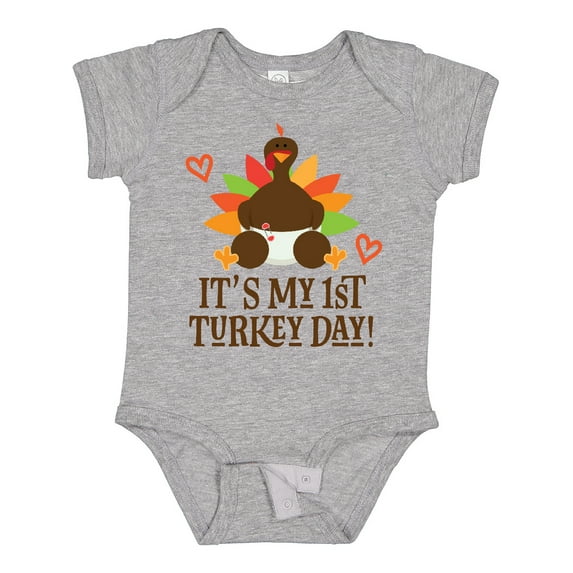 Inktastic 1st Turkey Day Thanksgiving Boys or Girls Baby Bodysuit