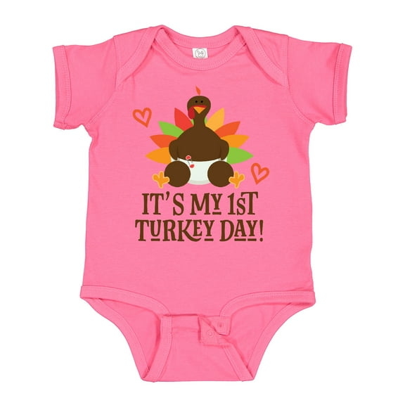 Inktastic 1st Turkey Day Thanksgiving Boys or Girls Baby Bodysuit