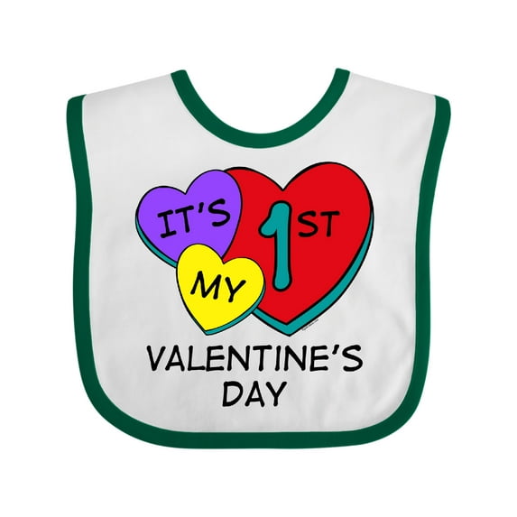 Inktastic 1st Valentine's Day Hearts Boys or Girls Baby Bib