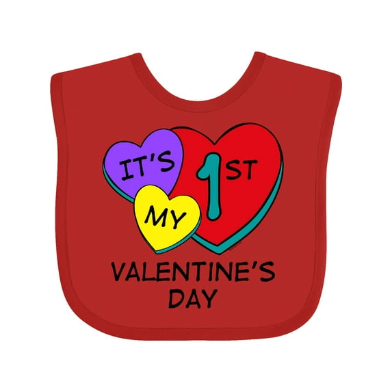 Inktastic 1st Valentine's Day Hearts Boys or Girls Baby Bib