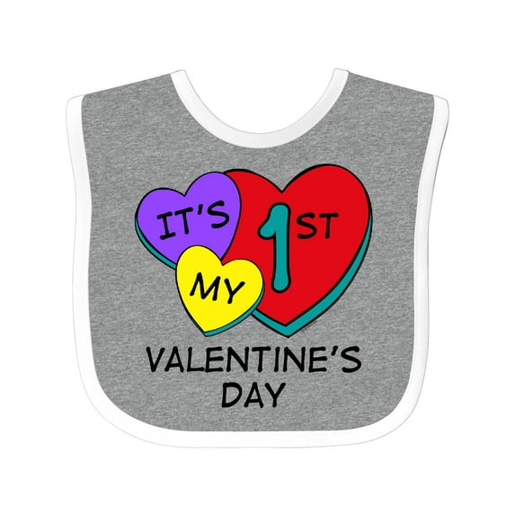 Inktastic 1st Valentine's Day Hearts Boys or Girls Baby Bib