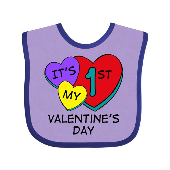 Inktastic 1st Valentine's Day Hearts Boys or Girls Baby Bib