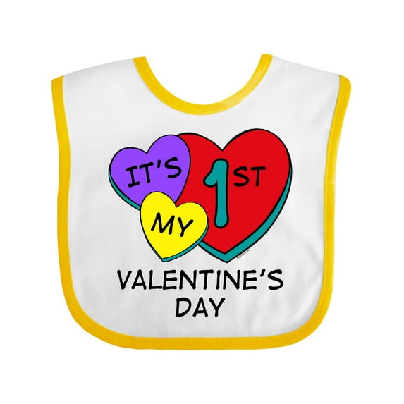 Inktastic 1st Valentine's Day Hearts Boys or Girls Baby Bib