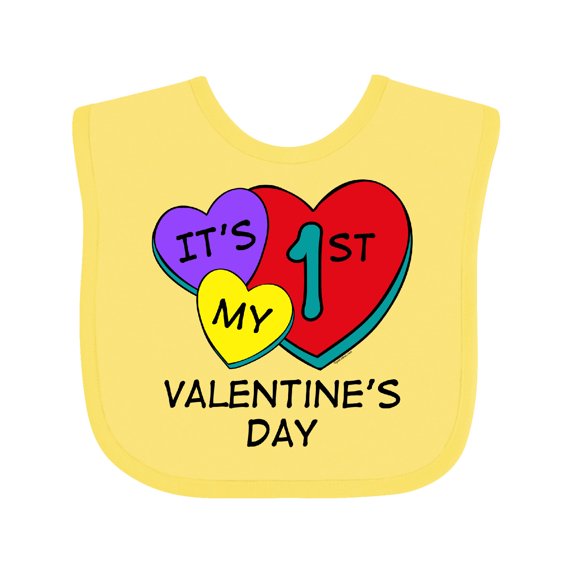 Inktastic 1st Valentine's Day Hearts Boys or Girls Baby Bib