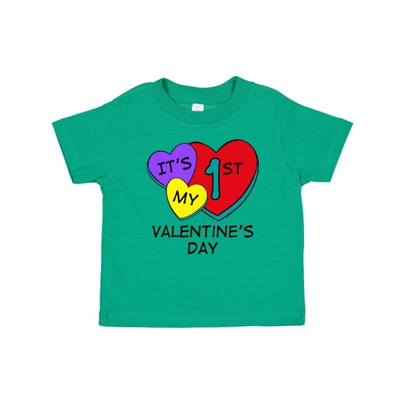 Inktastic 1st Valentine's Day Hearts Boys or Girls Baby T-Shirt