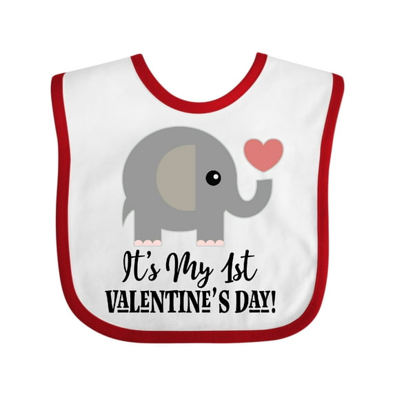 Inktastic 1st Valentines Day Baby Elephant Boys or Girls Baby Bib