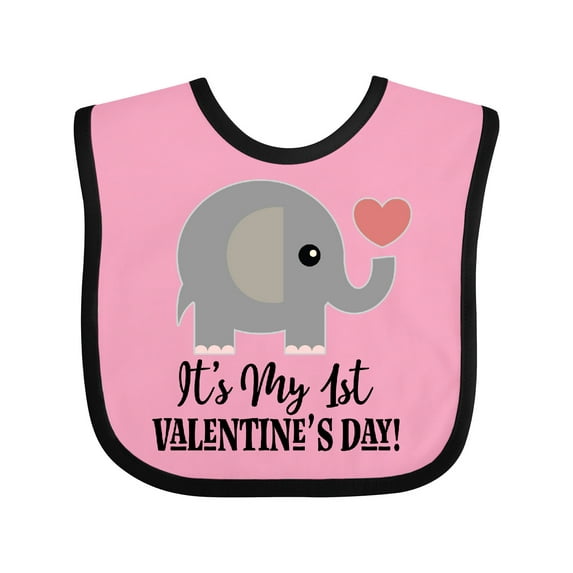 Inktastic 1st Valentines Day Baby Elephant Boys or Girls Baby Bib