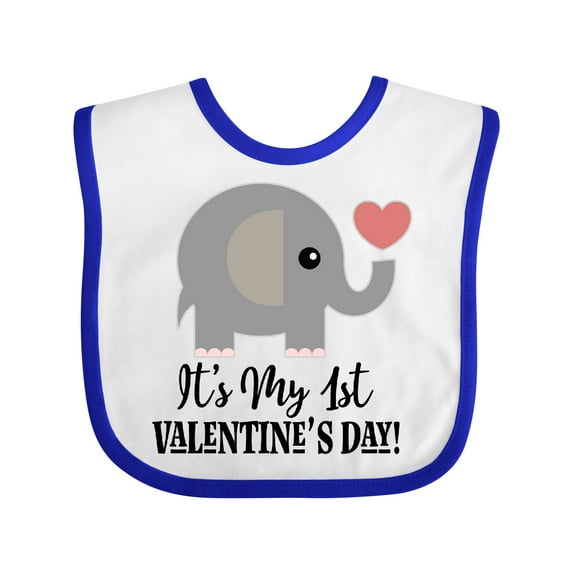 Inktastic 1st Valentines Day Baby Elephant Boys or Girls Baby Bib