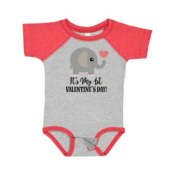 Inktastic 1st Valentines Day Baby Elephant Boys or Girls Baby Bodysuit