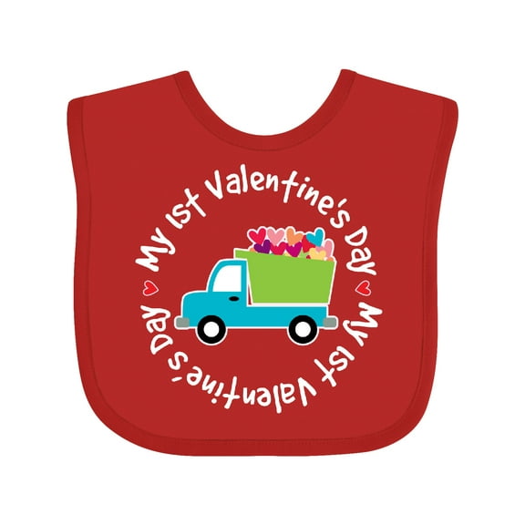Inktastic 1st Valentines Day Boys Heart Truck Boys Baby Bib