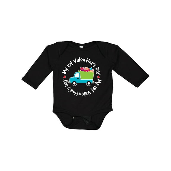 Inktastic 1st Valentines Day Boys Heart Truck Boys Long Sleeve Baby Bodysuit