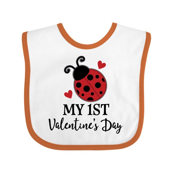 Inktastic 1st Valentines Day Ladybug Boys or Girls Baby Bib