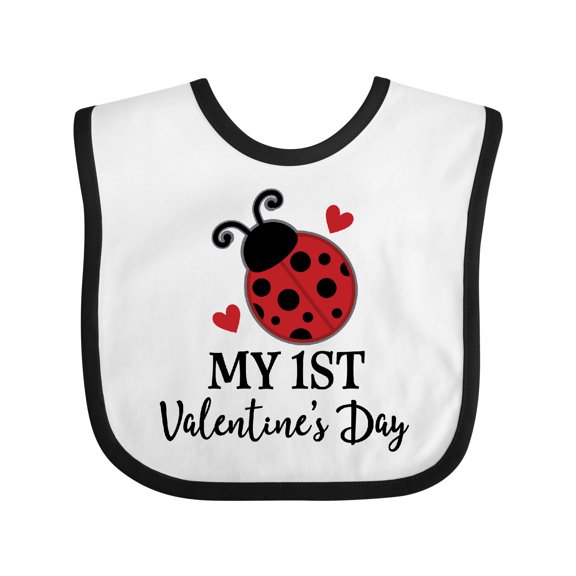 Inktastic 1st Valentines Day Ladybug Boys or Girls Baby Bib