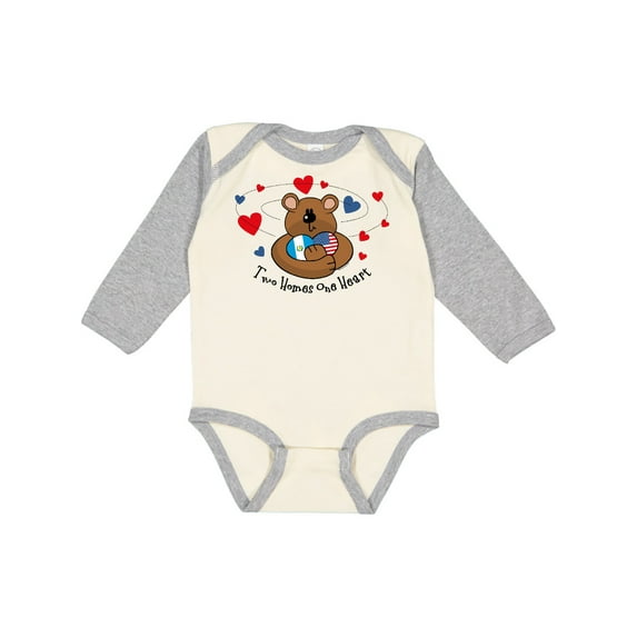 Inktastic 2 Homes 1 Heart Guatemala Boys or Girls Long Sleeve Baby Bodysuit