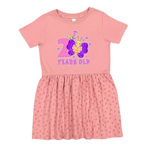 Inktastic 2 Years Old with Butterfly and Flowers Girls Toddler Dress