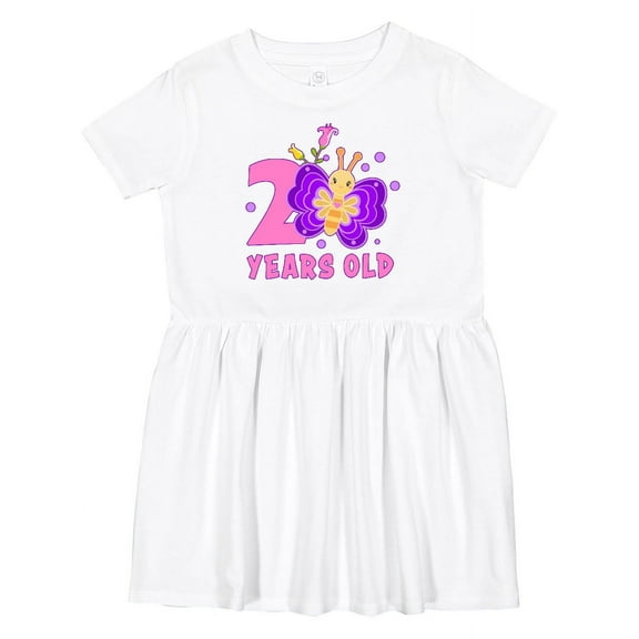 Inktastic 2 Years Old with Butterfly and Flowers Girls Toddler Dress
