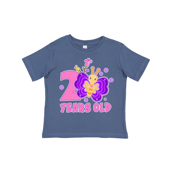 Inktastic 2 Years Old with Butterfly and Flowers Girls Toddler T-Shirt