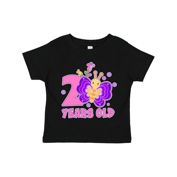 Inktastic 2 Years Old with Butterfly and Flowers Girls Toddler T-Shirt