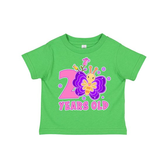 Inktastic 2 Years Old with Butterfly and Flowers Girls Toddler T-Shirt