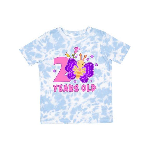 Inktastic 2 Years Old with Butterfly and Flowers Girls Toddler T-Shirt