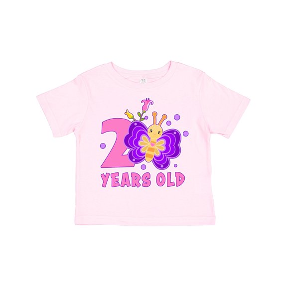 Inktastic 2 Years Old with Butterfly and Flowers Girls Toddler T-Shirt