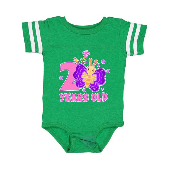 Inktastic 2 years old with Butterfly and Flowers Girls Baby Bodysuit