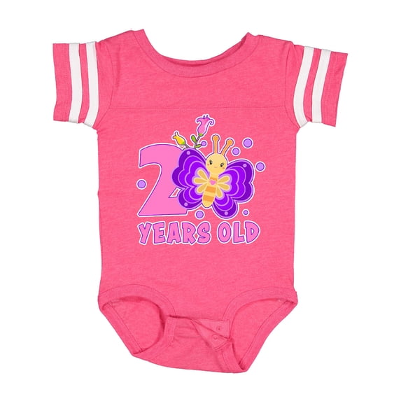 Inktastic 2 years old with Butterfly and Flowers Girls Baby Bodysuit