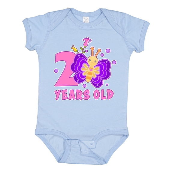 Inktastic 2 years old with Butterfly and Flowers Girls Baby Bodysuit