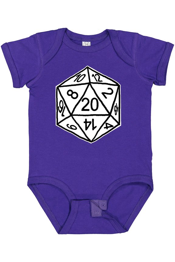 20 Sided White Dice Boys or Girls Baby Bodysuit