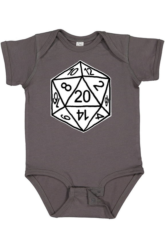 20 Sided White Dice Boys or Girls Baby Bodysuit