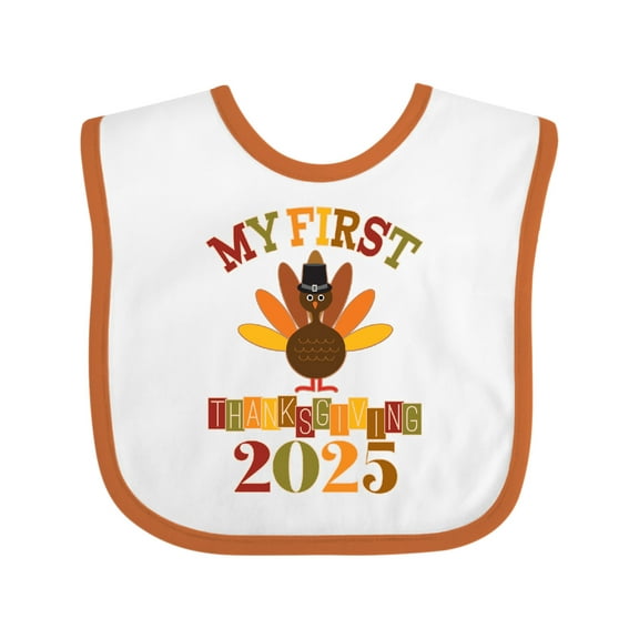 Inktastic 2025 Babys 1st Thanksgiving Boys or Girls Baby Bib