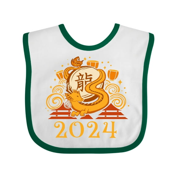 Inktastic 2024 Chinese New Year Dragon Boys or Girls Baby Bib