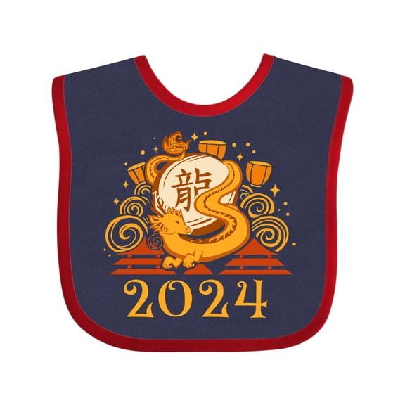Inktastic 2024 Chinese New Year Dragon Boys or Girls Baby Bib