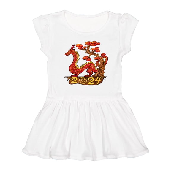 Inktastic 2024 Year of the Dragon- New Years Girls Toddler Dress