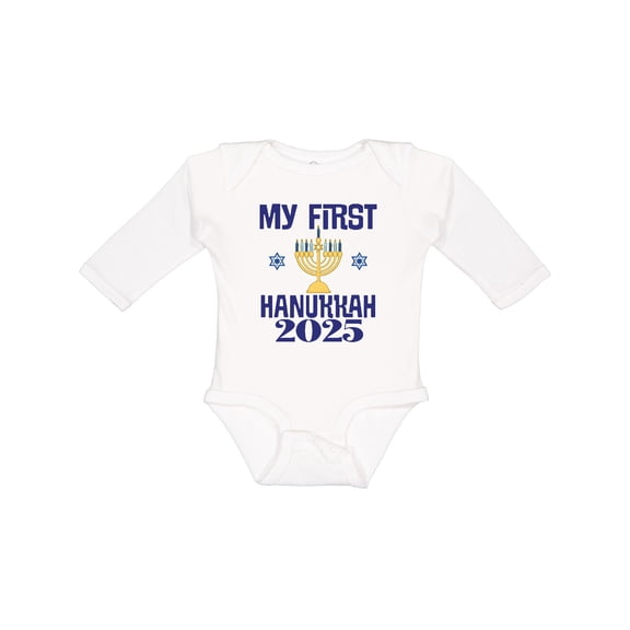 Inktastic 2025 Babys My 1st Hanukkah Boys or Girls Long Sleeve Baby Bodysuit