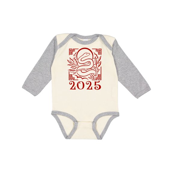Inktastic 2025 Chinese New Year Snake Boys or Girls Long Sleeve Baby Bodysuit